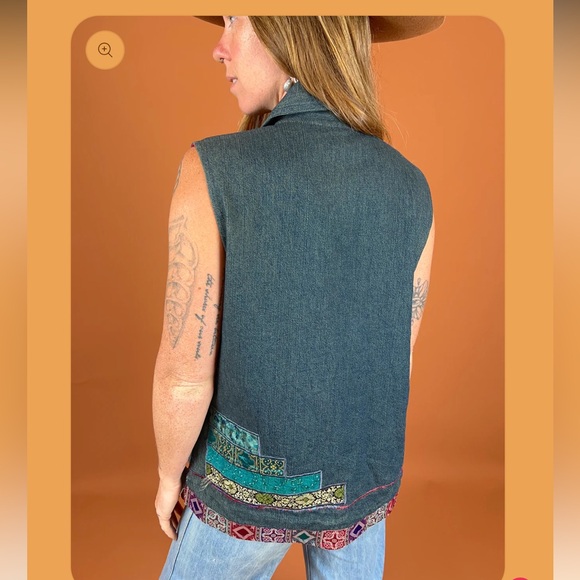 Coldwater Creek Patchwork Zip Vest Small Boho  Tapestry Cotton Artsy - Picture 9 of 9